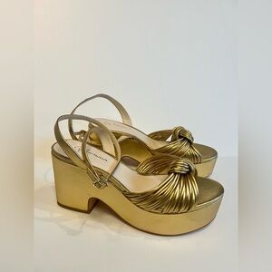 Gold Guilhermina Knotted Platform Heel
